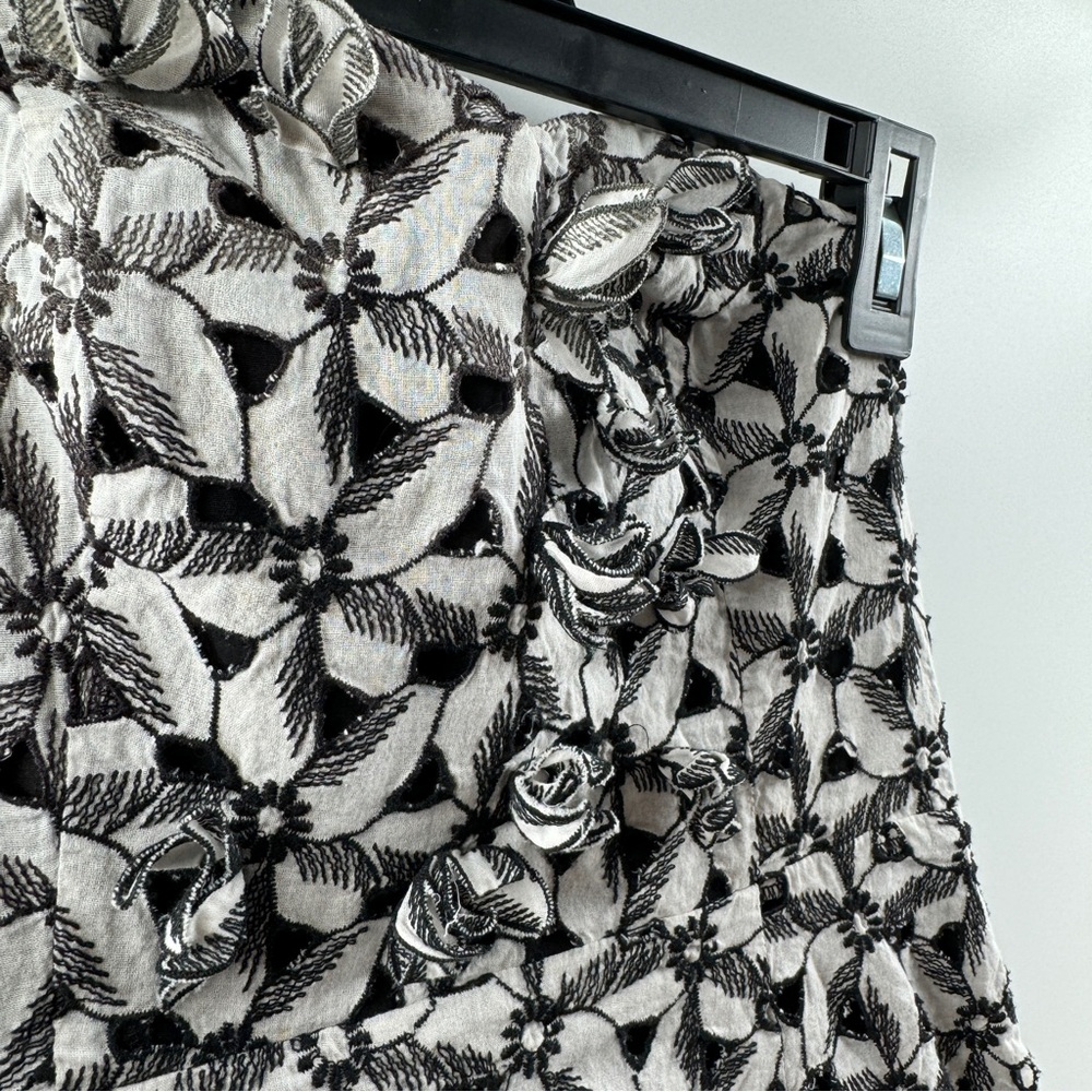 Moulinette Soeurs Floral Overlay Dress Black White Size 0 - Picture 4 of 8